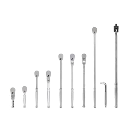 Tekton 3/8 Inch Drive Ratchet, L-Handle, and Breaker Bar Set (10-Piece) SDR99103